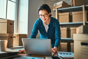business owner on laptop