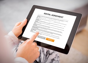 rental agreement on a tablet