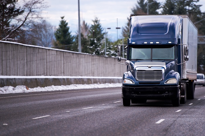 truck driving in winter